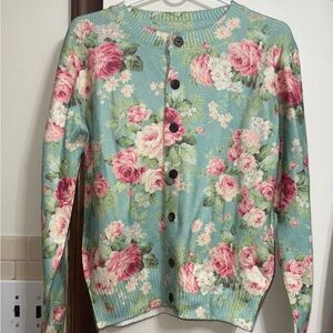 SHEIN Floral Cardigan - Pink and Green
